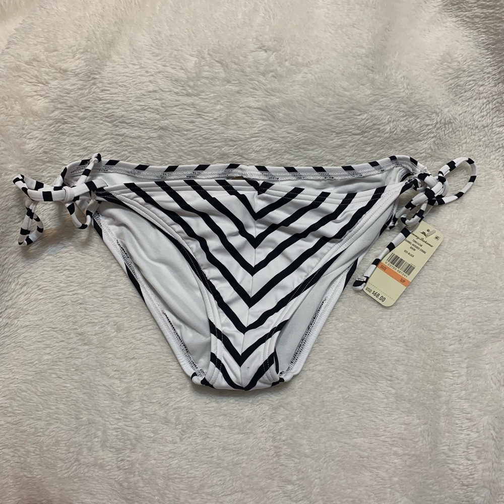 Tommy Bahama Bikini Bottoms white Black Small tie